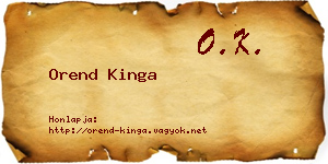 Orend Kinga névjegykártya